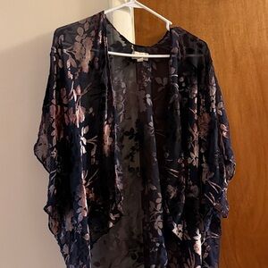 LOFT Floral Sheer Kimono with Mixed Hues